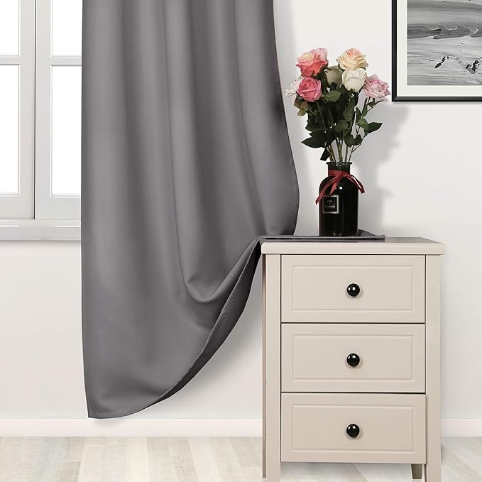 DWCN Grey Blackout Curtain, Room Darkening Thermal Insulated Light Blocking - Image 2