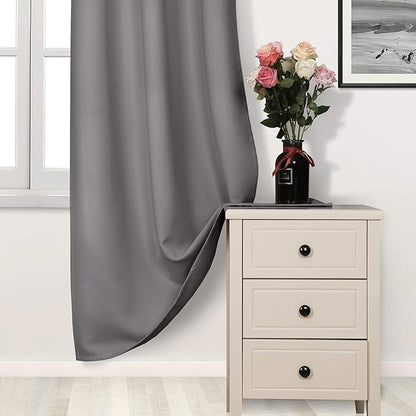 DWCN Grey Blackout Curtain, Room Darkening Thermal Insulated Light Blocking - Image 2