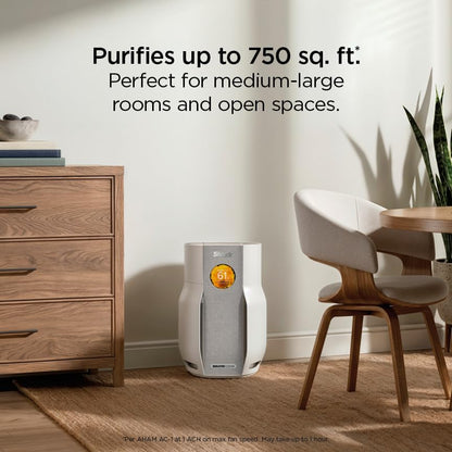 shark breatheclear smart air purifier, hp162, dove showing dimensions