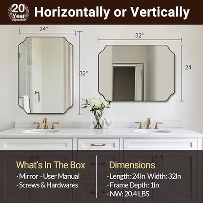 ANDY STAR Brushed Bronze Scalloped Mirror, Unique Rectangular Bathroom Mirror - Image 2