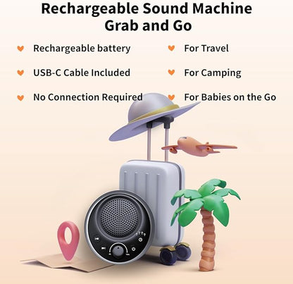 Rechargeable Portable Brown Noise Machine 2000mAH Large Battery Sound White - Image 2