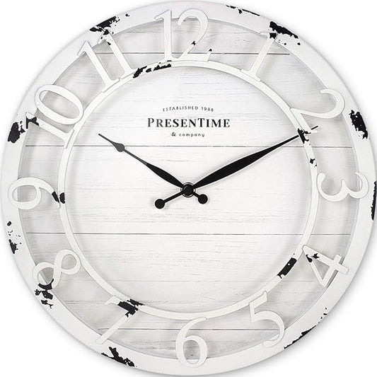 Presentime & Co 13" Farmhouse Series Wall Clock, Quartz Movement, Shiplap Style by Presentime