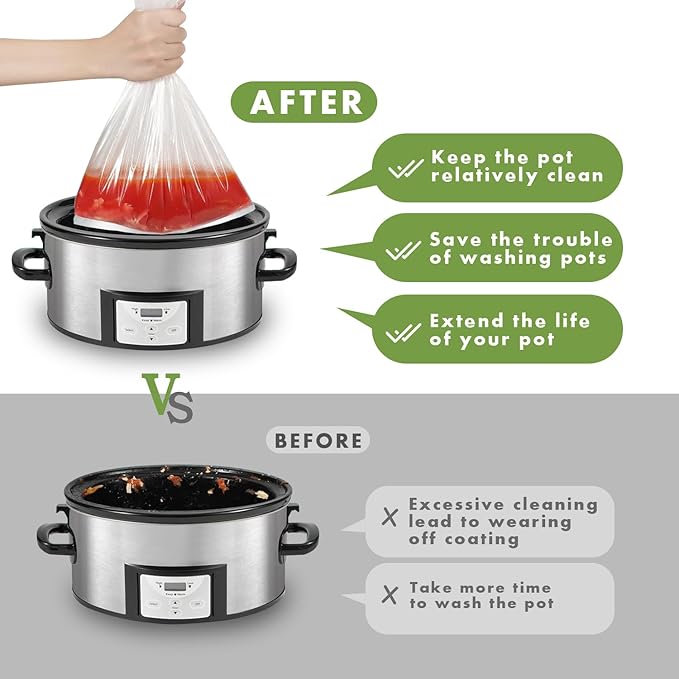 Slow Cooker Liners, 50 Cooking Bags Extra Large Disposable Pot Liner Plastic - Image 7