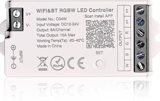 TUNICHX RGBW SMD FCOB 5 PIN LED Strip 2.4 GHz WiFi Group Controller Alexa by TUNICHX