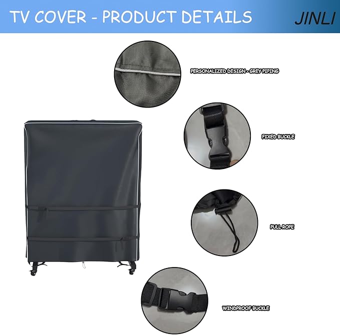 JINLI 55-60 inch outdoor TV trolley cover, courtyard TV cover, Oxford fabric - Image 3