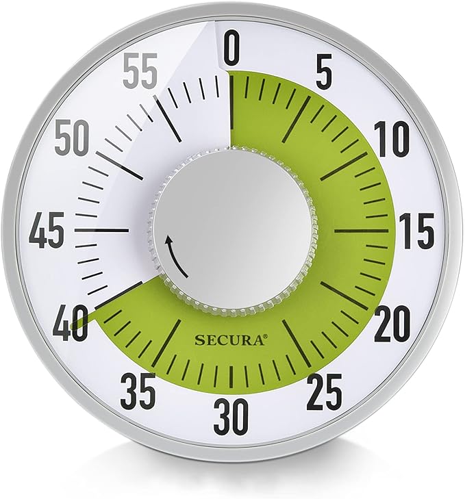 Secura 60-Minute Visual Timer 6-Inch Mechanical Countdown Timers by Secura