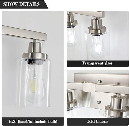 DIKAIDA Bathroom Vanity Light, 5-Light Nickel Modern Matte Wall Sconce Lighting - Image 5