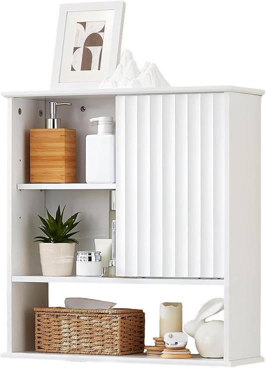 22.5 x 23.5 inch Bathroom Wall Cabinet, Medicine Cabinet Wall Mounted w/Fluted by Elnure
