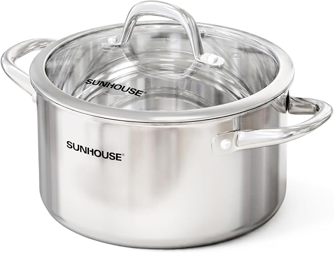 Sunhouse Professional 12-Quart Whole-Clad Multi-Ply Stainless Steel Stock Pot by SUNHOUSE