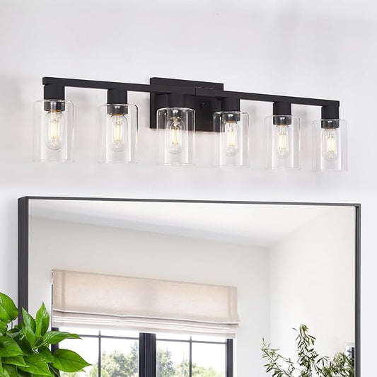 Black Bathroom Light Fixtures, 6-Light Bathroom Lighting Fixtures Over Mirror by HDASICBathroomVanityLightsDifferentcolorsanddifferentsizesofbathroomvanitylightsforyoutochoosefrom