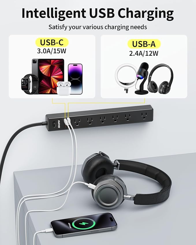 10 Ft Power Strip Surge Protector - Image 4