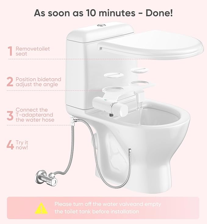 Ultra-Slim Bidet Attachment, Posterior&Feminine Wash-, Non-Electric Bidet - Image 5
