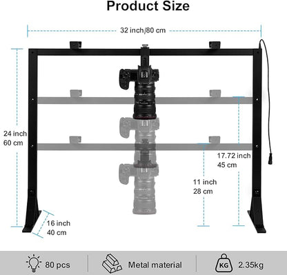 Overhead Camera Mount with Light LED 5600K Continuous -Top-Down Shooting Desk - Image 2