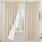 LAMIT 100% Blackout Natural Linen Curtains, 72 Inches Linen Textured Thermal by LAMIT