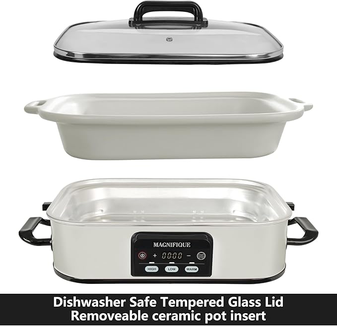 Magnifique 4 Quart Casserole Digital Slow Cooker, Premium Ceramic Bakeware - Image 3