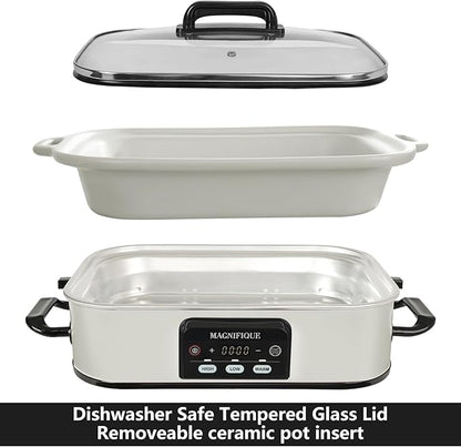 Magnifique 4 Quart Casserole Digital Slow Cooker, Premium Ceramic Bakeware - Image 3
