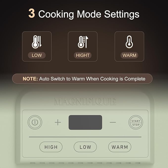 Magnifique 4 Quart Casserole Digital Slow Cooker, Premium Ceramic Bakeware - Image 4