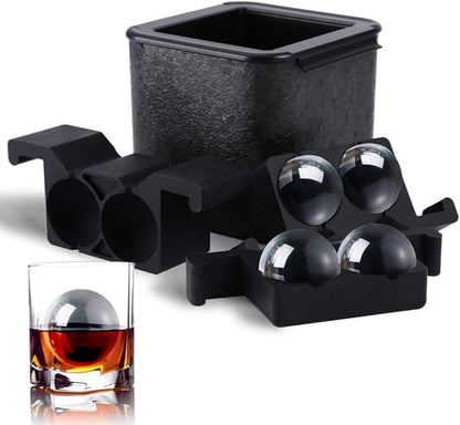 TINANA Crystal Clear Ice Ball Maker, 4 Cavity Large Clear Ice Balls Form by TINANA