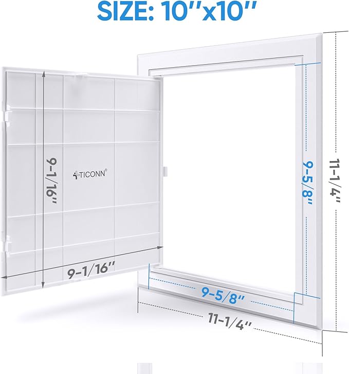 TICONN Access Panel for Drywall, 10 x 10 Inch ABS Plastic Wall Hole Cover - Image 2