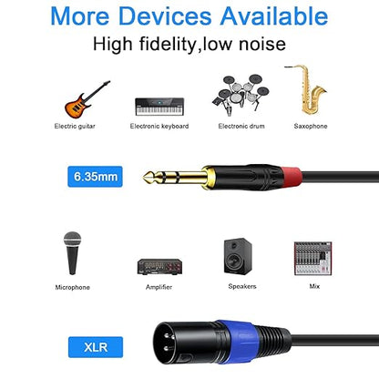Jozzai 2Pack 6.35mm Dual TRS to XLR Male Cable - Image 3
