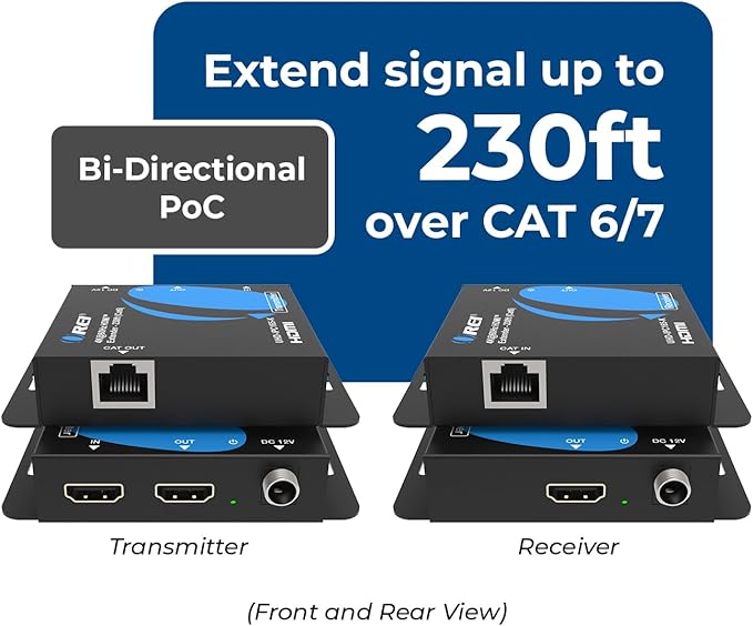 OREI 4K HDMI Extender Balun UltraHD 4K @ 60Hz 4:4:4 Over Single CAT6/7 Cable - Image 2