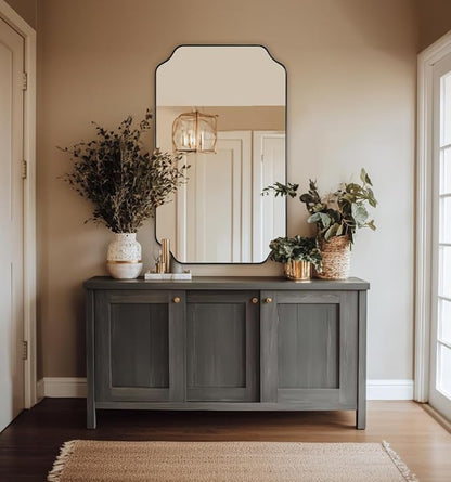 ANDY STAR Matte Black Mirror 24x40 Inch, Scalloped Mirror - Image 3