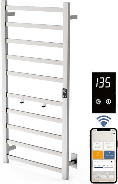 Smart Wireless Electric Towel Warmer | Blade Thin 10 Bar Design | Hardwired & by Topdattion