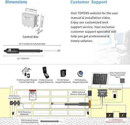 TOPENS A8S Automatic Solar Gate Opener - Image 6