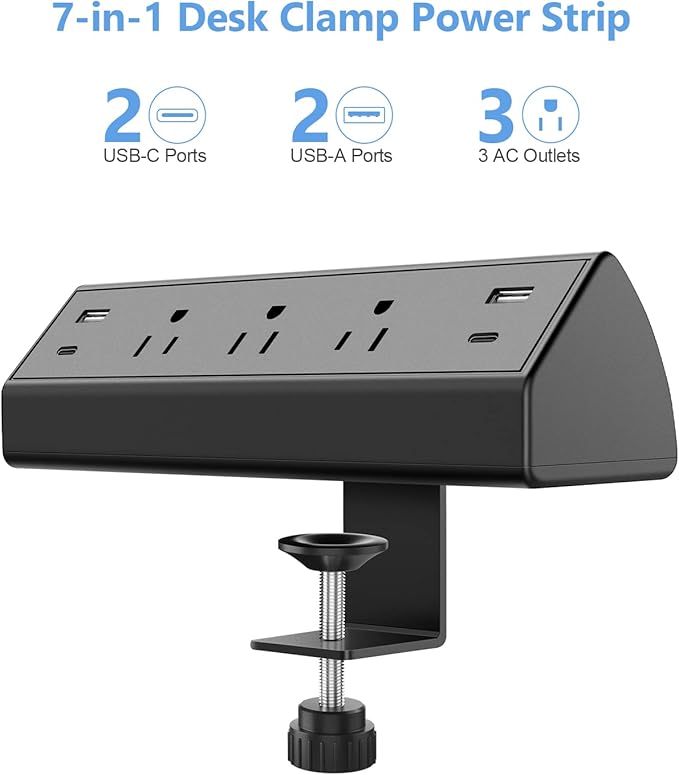 Jgstkcity Desk Clamp Power Strip, 40W Total Fast Charging Station, 2 PD 20W USB - Image 2