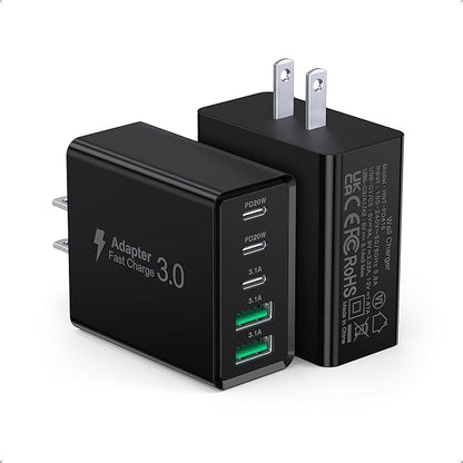 USB C Wall Charger, 60W Type C Charger Block 5-Port Fast Charging Blocks by Qwinjwin