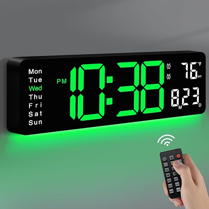 MASHI Digital Wall Clock, Auto-Dimming Wall Clock by MASHI