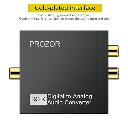 PROZOR 192KHz Digital to Analog Audio Converter, DAC Optical to Analog L/R RCA - Image 6