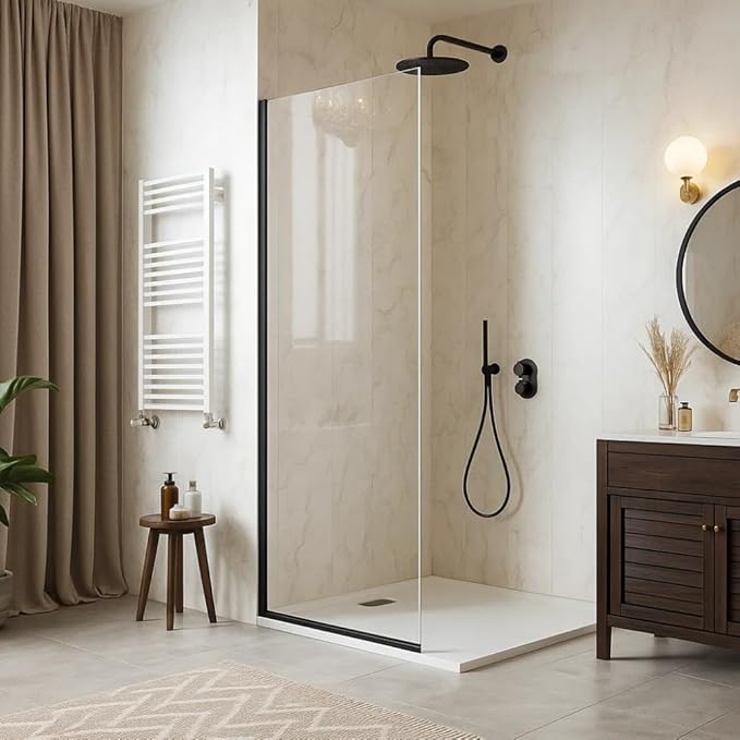 Yana Frameless Shower Door Screen, Fixed Shower Door Panels 3/8" Thick Tempered - Image 2