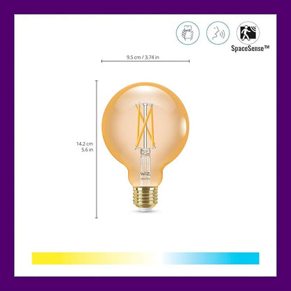 WiZ Clear 60W G25 Tunable White Filament LED Smart Bulb - Image 2
