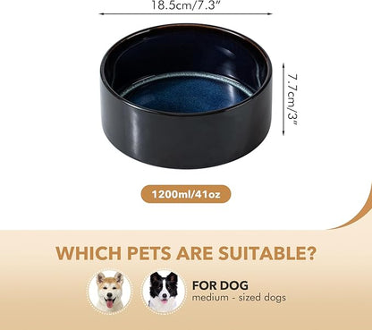Ceramic 7.3inch Dog Bowl for Medium Breed Dogs, Anti-Slip and Weighted Pet Food - Image 2