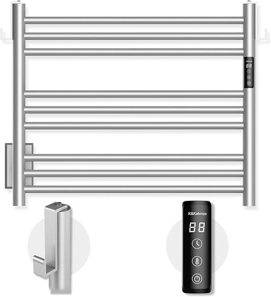 K&KALONZO Towel Warmer for Bathroom, Wall-Mounted 9-Bar Heated Towel Rack by KKALONZO