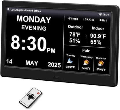 2025 Digital Clock with Weather Forecast & Temperature/Humidity Large Display by TIMEMOON