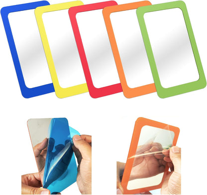5 Pcs Small Mirrors for Kids Unbreakable Shatter Proof Mirror 6 x 4 Inches Round Corners Square Unbroken Mirrors for School Classroom Bathroom DIY Crafts (Bright Colors)