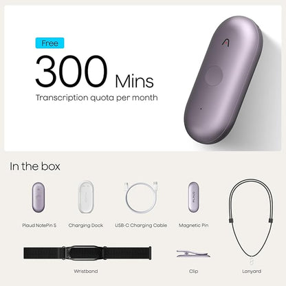 Plaud NotePin S AI Voice Recorder, Wearable AI Notetaker, AI Transcribe & - Image 9