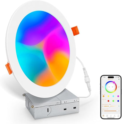 Smart Recessed Lighting 6 Inch, RGBCW Color Changing Canless Recessed Ceiling by VARICART