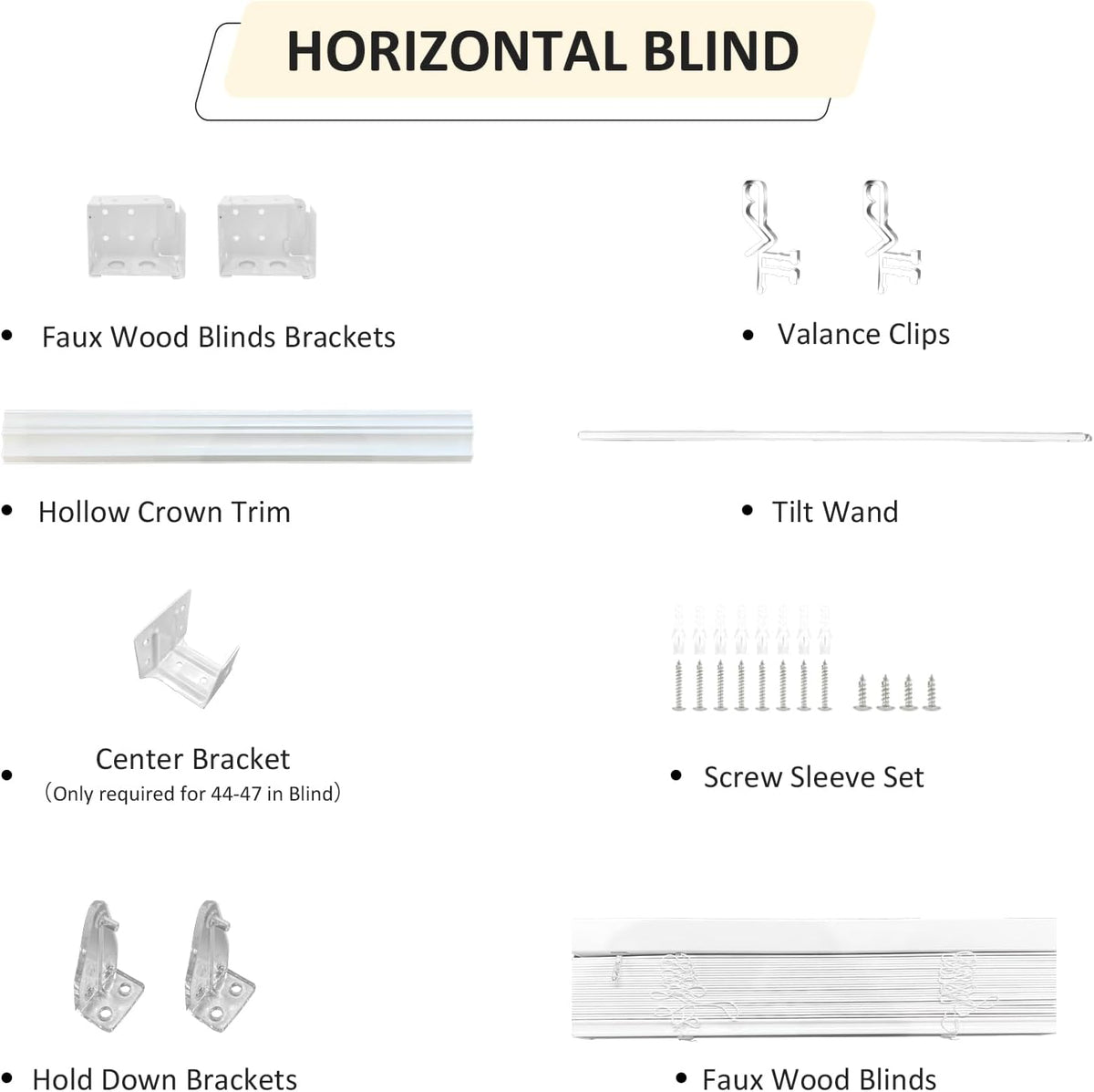 Cordless Faux Wood Blinds 26" W x 36" H, 2 Inch Slat Horizontal Windows Blinds with Crown Valance, Room Darkening, White Blinds for Home Interiors.