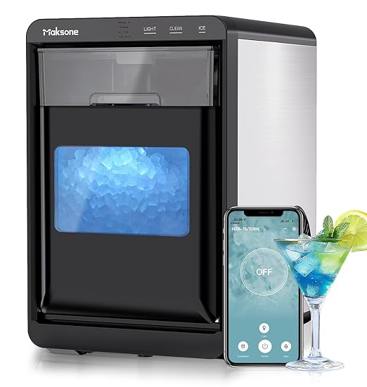 Maksone Nugget Ice Maker Countertop, Self-Cleaning ice Machine by Maksone