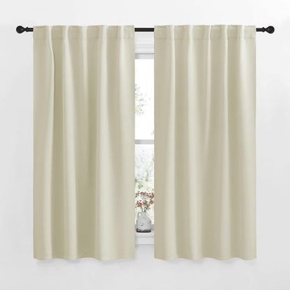 NICETOWN Blackout Window Curtains for Living Room - (Beige Color) 34x48 Inch, 2 Panels Set, Thermal Insulated Room Darkening Blackout Drapes/Draperies with Rod Pocket & Back Tab for Loft