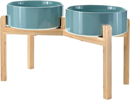 SPUNKYJUNKY Elevated Dog Bowls Ceramic, 8.3'' Dogs Food Water Bowls Raised - 60 by SPUNKYJUNKY