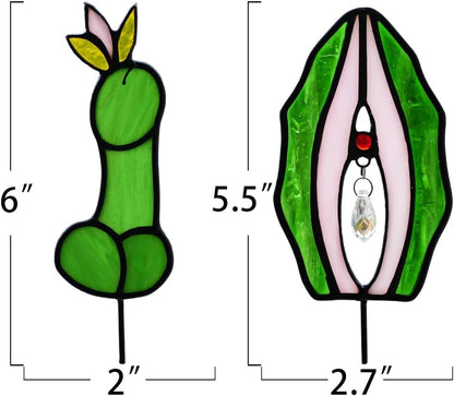 Cactus Decor Stained Glass Suncatcher,Cacti Decor Sun Catcher Indoor Window for Livingroom,Succulent Plant Ornament Cacti Suncatcher for Tabletop Windowsill Shelf(No Pot)