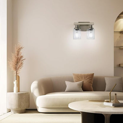 DIKAIDA Bathroom Vanity Light, 2-Light Nickel Modern Matte Wall Sconce Lighting - Image 7