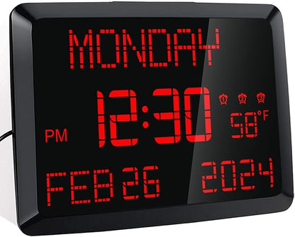 Digital Clock Large Display 11.5", Calendar Clock by ROCAM