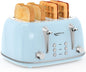 Keenstone Toaster 4 Slice, Retro Stainless Steel Wide Slot Toaster by Keenstone