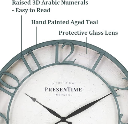 Presentime & Co 21" Farmhouse Series Wall Clock, Vintage Style, Retro Clock - Image 2