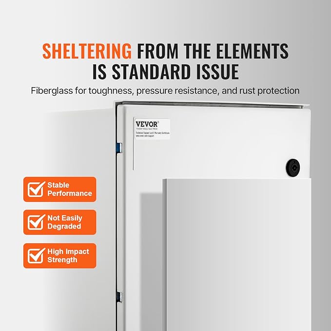 VEVOR Fiberglass Enclosure 23.6 x 15.7 x 9.1 Electrical Enclosure Box NEMA 3X - Image 3